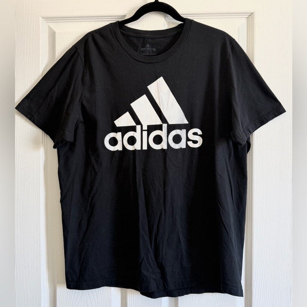 Adidas Men's Black Tee with White Logo